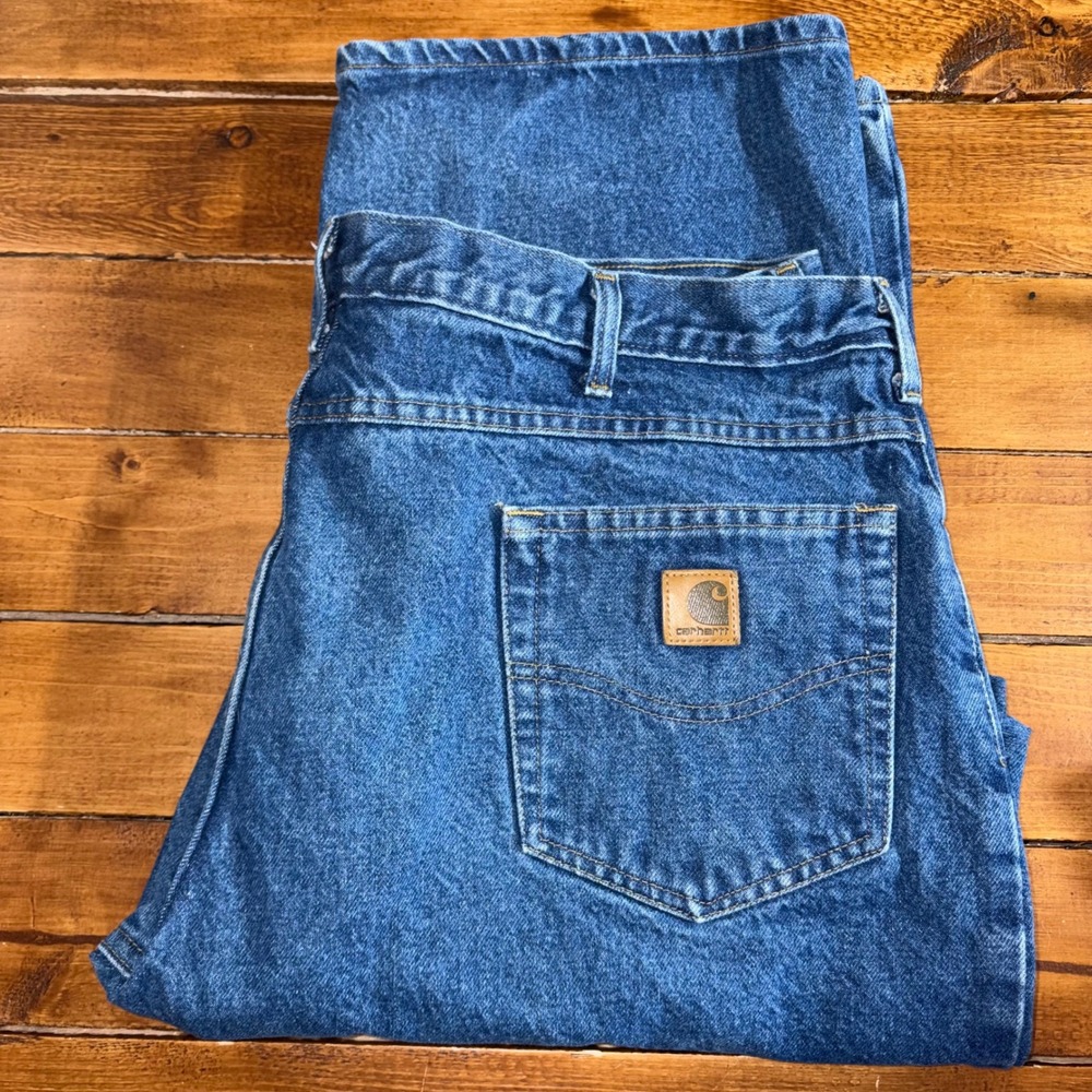 Carhartt B187 DST Loose Fit Jeans Mens 42x32 Blue Denim Workwear Pants